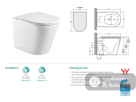 Fienza Isabella Wall-Faced Suite - Slim Seat Gloss White - Wall Faced Suite