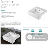 Fienza Jacinta RB8050J 1 Tap Hole Semi Recessed Basin White - Basins