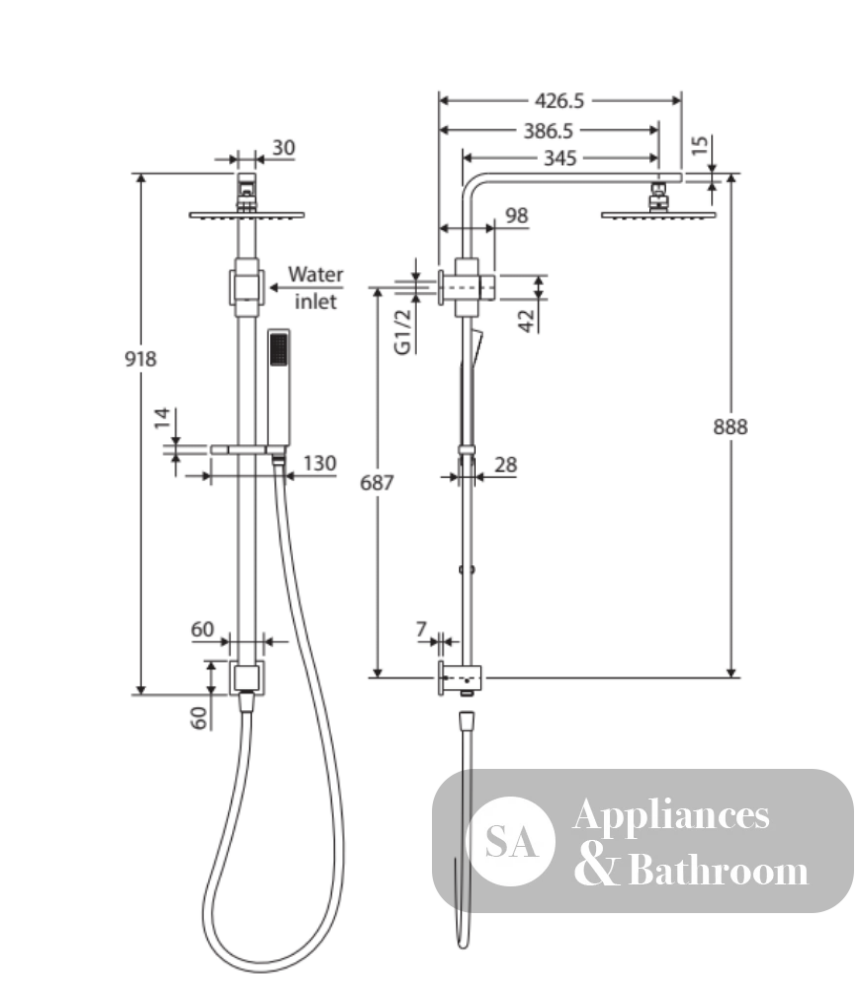 Fienza Jet Twin Shower 455105 Matte Black - Showers