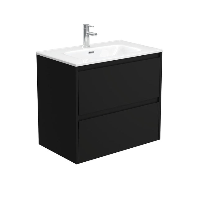 Fienza JOL75BB Joli 750mm Satin Black Wall Hung Vanity 1 Taphole - Vanity Units