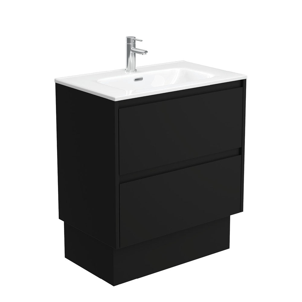 Fienza JOL75BBK Joli 750mm Satin Black Vanity On Kickboard 1 Taphole - Vanity Units