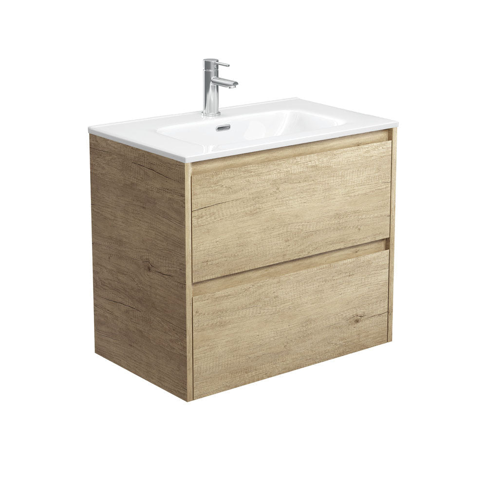 Fienza JOL75BS Joli Vanity 750mm Scandi Oak Wall Hung 1 Taphole - Vanity Units