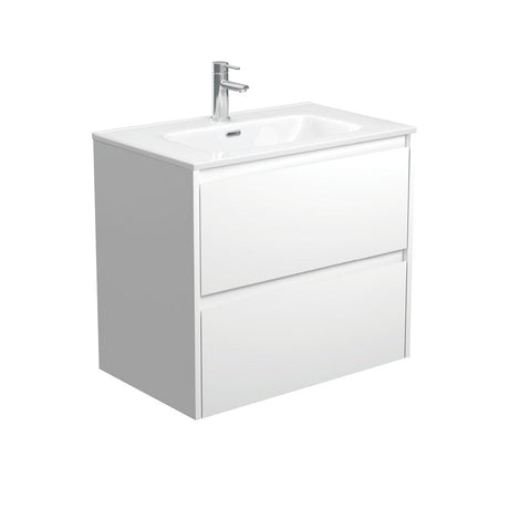 Fienza JOL75BW Joli 750mm Satin White Wall Hung Vanity 1 Taphole - Vanity Units