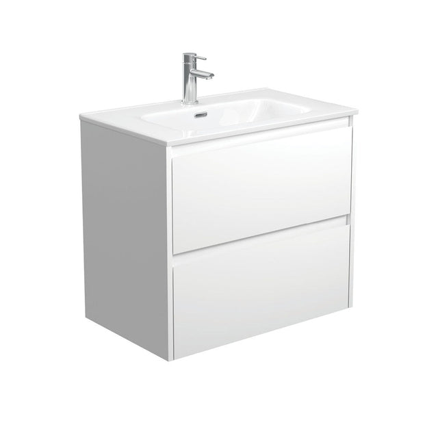 Fienza JOL75BW Joli 750mm Satin White Wall Hung Vanity 1 Taphole - Vanity Units