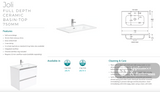 Fienza JOL75BW Joli 750mm Satin White Wall Hung Vanity 1 Taphole - Vanity Units