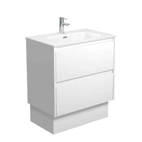 Fienza JOL75BWK Joli 750mm Satin White Vanity On Kickboard 1 Taphole - Vanity Units