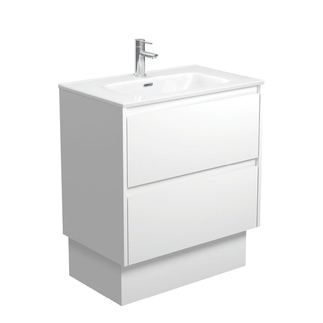 Fienza JOL75BWK Joli 750mm Satin White Vanity On Kickboard 1 Taphole - Vanity Units