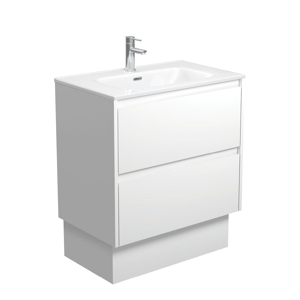 Fienza JOL75BWK Joli 750mm Vanity On Kickboard 1 Taphole Satin White - Vanity Units