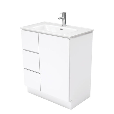Fienza JOl75CL Joli 750 Vanity on Kickboard Gloss White Left Drawers