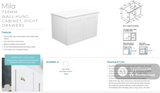 Fienza JOL75MR Joli Mila 750mm Wall Hung Vanity Unit Right Drawers White - Vanity Units