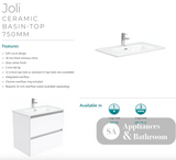 Fienza JOL75RSC Joli Alina Scandi Oak 750 Wall-Hung Vanity - Vanity Units
