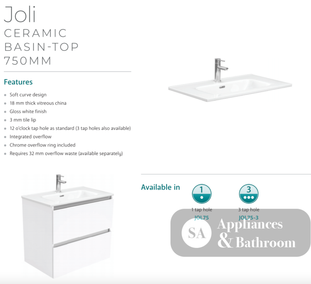 Fienza JOL75RSC Joli Alina Scandi Oak 750 Wall-Hung Vanity - Vanity Units