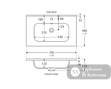 Fienza JOL75RW Joli Alina White 750 Wall-Hung Vanity - Vanity Units