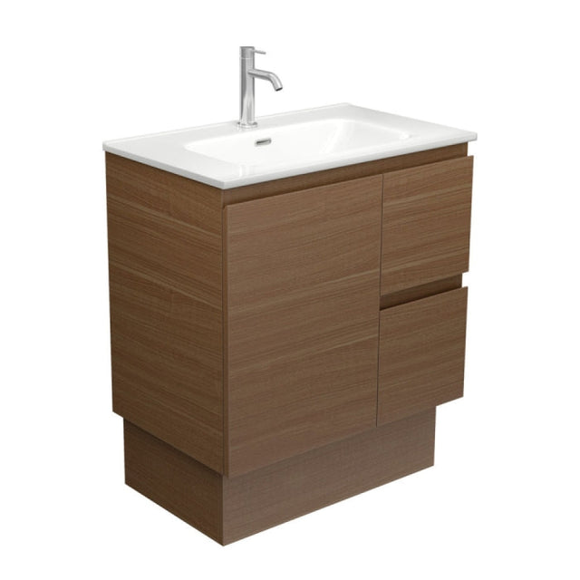 Fienza JOL75WAKR Joli Edge Walnut 750 Vanity on Kickboard Right Drawers