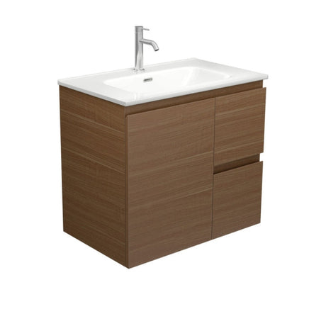 Fienza JOL75WAR Joli Edge Walnut 750 Wall Hung Vanity Right Drawers