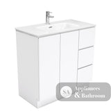 Fienza JOL90CL 900mm Joli Fingerpull Bathroom Vanity on Kickboard Left Drawers Gloss White - Vanity Units