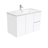 Fienza JOL90FR 900mm Joli Wall Hung Fingerpull Bathroom Vanity Right Drawers Gloss White - Vanity Units