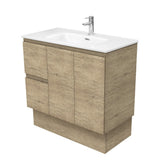 Fienza JOL90SKL 900mm Joli Fingerpull Vanity Left Drawers Scandi Oak - Vanity Units