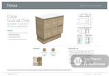 Fienza JOL90SKL 900mm Joli Fingerpull Vanity Left Drawers Scandi Oak - Vanity Units