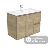 Fienza JOL90SL 900mm Joli Fingerpull Wall-Hung Vanity Left Drawers Scandi Oak - Vanity Units