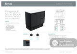 Fienza JOL90ZBKR 900mm Joli Fingerpull Vanity on Kickboard Right Drawers Satin Black - Vanity Units