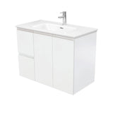 Fienza JOL90ZL Joli 900mm Fingerpull Wall-Hung Vanity Left Drawers Satin White - Vanity Units