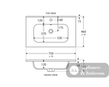 Fienza Joli Jol75T 750Mm Hampton White Wall Hung Vanity Unit - Special Order Units