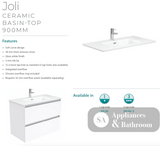 Fienza Joli Jol90T Hampton 900Mm White Wall Hung Vanity Unit - Special Order Units