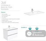 Fienza Joli Jol90Tk 900Mm Hampton Vanity Unit With Kickboard White - Special Order Units
