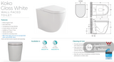 Fienza K002376-PS Koko Gloss White Wall-Faced Toilet Suite - In Wall Toilets