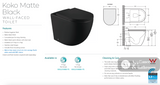 Fienza K002376MB-PS Koko Matte Black Wall-Faced Toilet Suite P-Trap - In Wall Toilets
