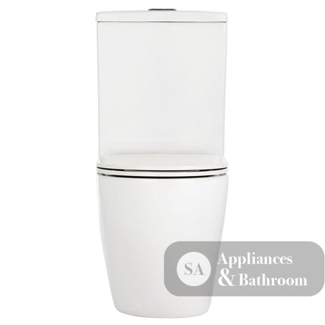 Fienza K002B-2 Koko Rimless Thin Seat S-Trap 160-230mm Back to Wall Toilet White - Chrome Buttons - Toilet Suites