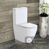 Fienza K002B-2 Koko Rimless Thin Seat S-Trap 160-230mm Back to Wall Toilet White - Chrome Buttons - Toilet Suites