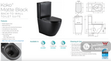 Fienza K002MBA Koko S Trap 90-160 Toilet Suite Matte Black - Toilet Suites