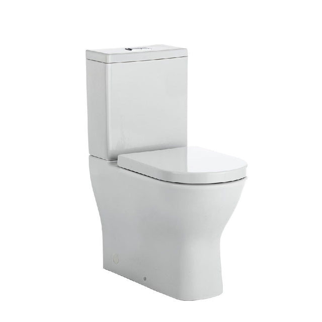 Fienza K005A Delta S-Trap 90-160mm Toilet Suite White - Chrome Buttons - Toilet Suites
