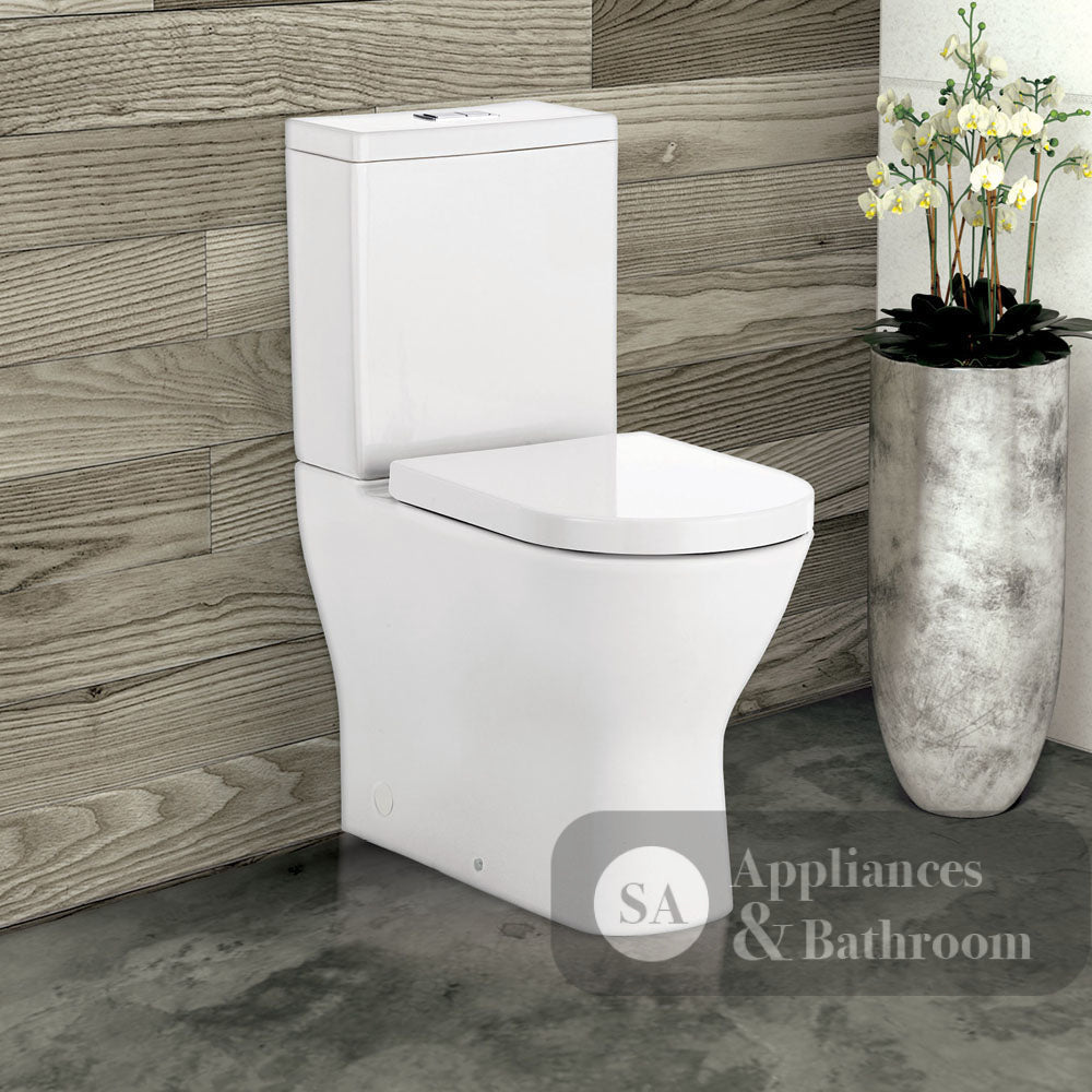 Fienza K005A Delta S-Trap 90-160mm Toilet Suite White - Chrome Buttons - Toilet Suites