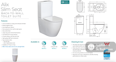 Fienza K011A-2 Alix Extended Height S Trap 90-160 Slim Seat Toilet White - Toilet Suites
