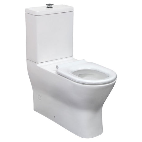 Fienza K013WP Delta Care Back to Wall Toilet Suite P Trap White Seat Raised Buttons - Back-To-Wall Toilet