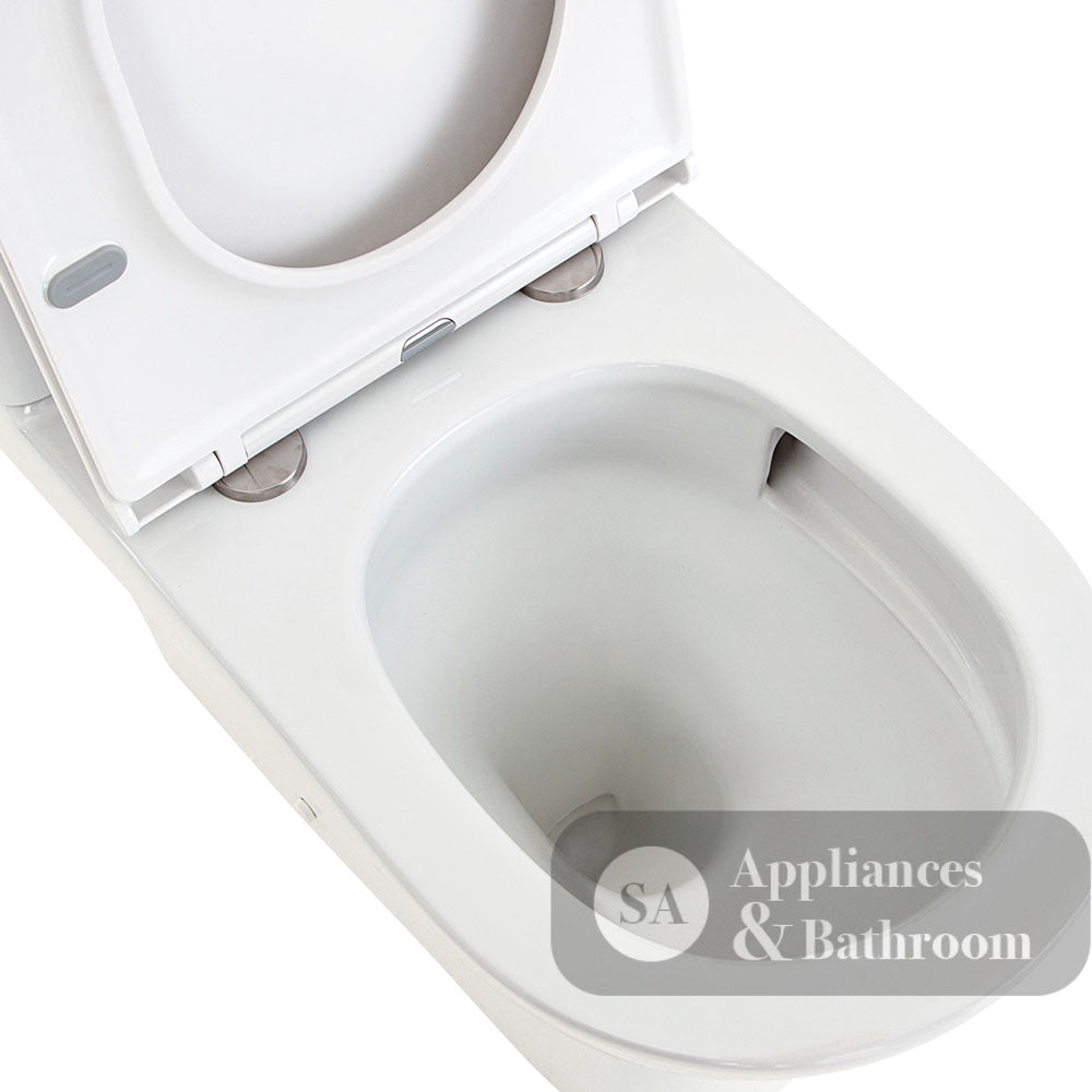 Fienza K028P-2 Tono Rimless Tornado Back to Wall Toilet Suite P-Trap Slim Seat Gloss White - Toilet Suites