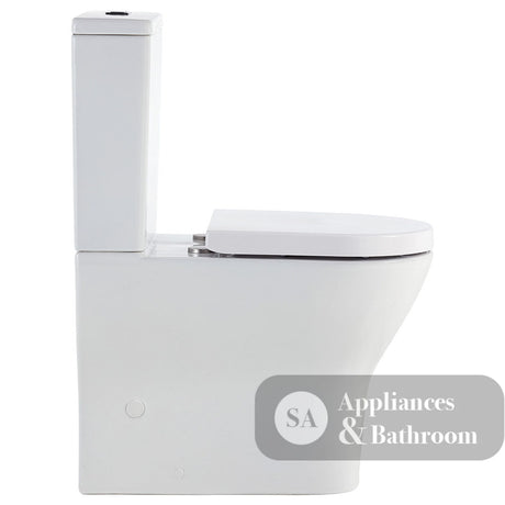 Fienza K028P Tono Rimless Tornado Back to Wall Toilet Suite P-Trap Thick Seat Gloss White - Toilet Suites