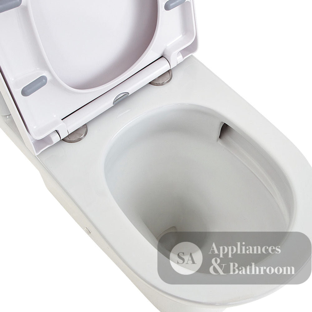 Fienza K028P Tono Rimless Tornado Back to Wall Toilet Suite P-Trap Thick Seat Gloss White - Toilet Suites