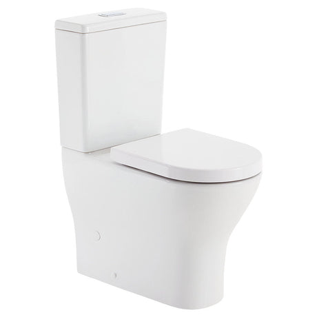 Fienza K028P Tono Rimless Tornado Back to Wall Toilet Suite P-Trap Thick Seat Gloss White - Toilet Suites