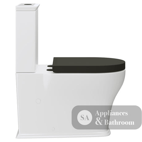 Fienza K031GBB Lillian Tornado Back To Wall Toilet Suite S Trap 160-230mm R&T Cistern Gloss White with Gloss Black Seat