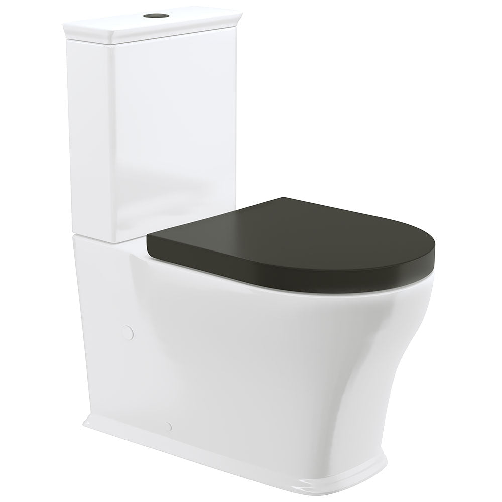 Fienza K031GBB Lillian Tornado Back To Wall Toilet Suite S Trap 160-230mm R&T Cistern Gloss White with Gloss Black Seat