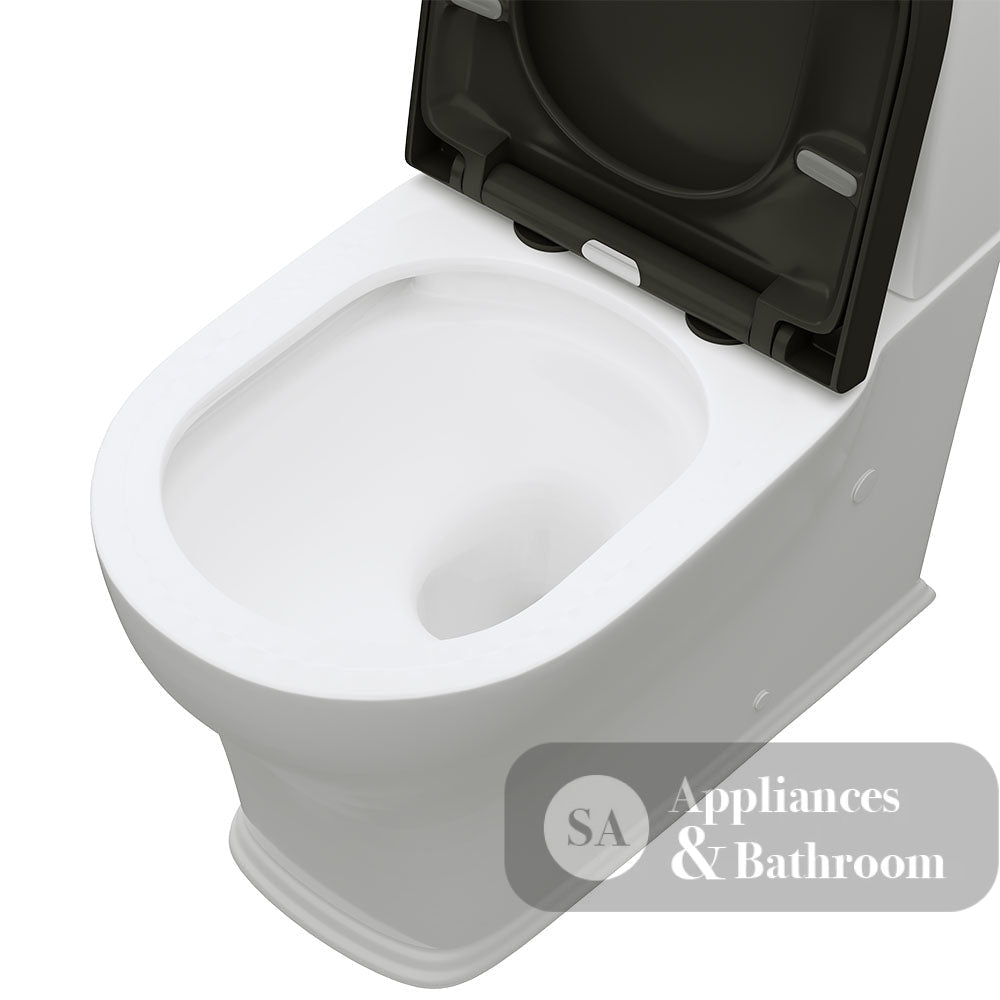 Fienza K031GBB Lillian Tornado Back To Wall Toilet Suite S Trap 160-230mm R&T Cistern Gloss White with Gloss Black Seat