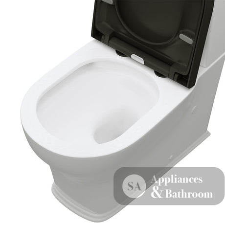 Fienza K031GBB Lillian Tornado Back To Wall Toilet Suite S Trap 160-230mm R&T Cistern Gloss White with Gloss Black Seat