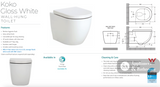 Fienza K2376W-PS Koko Gloss White Wall-Hung Toilet Suite - In Wall Toilets