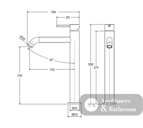 Fienza Kaya 228107Gm Gun Metal Tall Basin Mixer Mixers