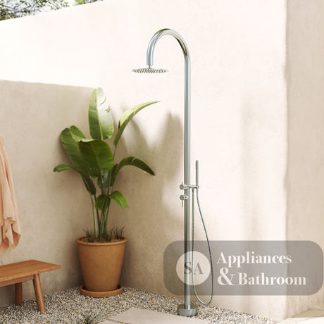 Fienza Kaya 455190 Floor Mounted Outdoor Twin Shower 316 Brushed Stainless Steel - Twin Showers