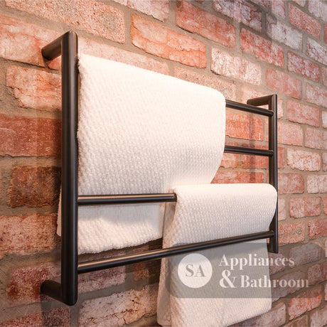 Fienza Kaya 8286045MB Heated Towel Rail 600 x 450mm Matte Black - Bathroom Accessories